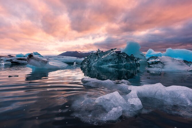 Diamond Beach & Jökulsárlón Floating Glacier Guided Day Tour - Diamond Beach and the black-sand contrast