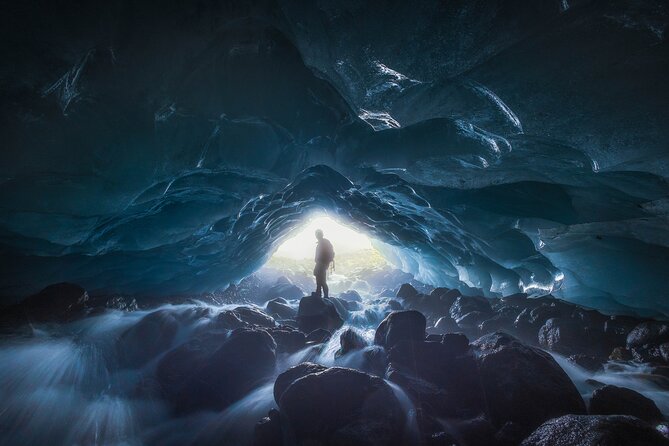 Early Bird Ice Cave with 3 Professional Photos - Hiking onto the glacier with crampons