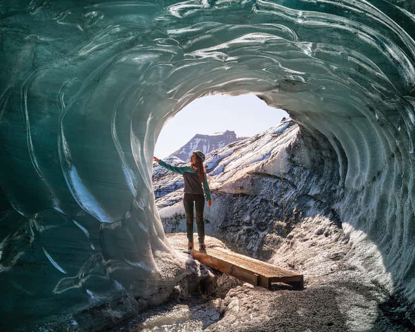 From Vik: Katla Ice Cave and Super Jeep Tour - Inside the cave, where ice meets ash