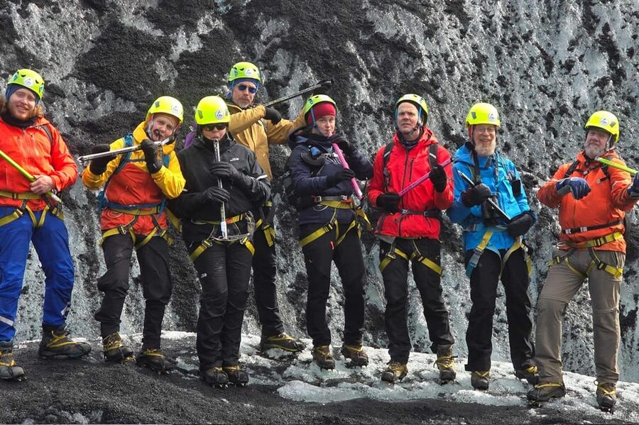 Glacier Hike, South Coast Iceland, Black Beach & Sky Lagoon - Walking across old blue-white ice