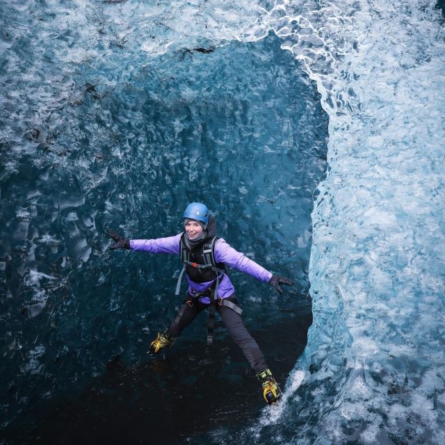 Jökulsárlón: Glacier Hike, Ice Cave, and Photoshoot Package - Crampons, helmets, and the first ice cave