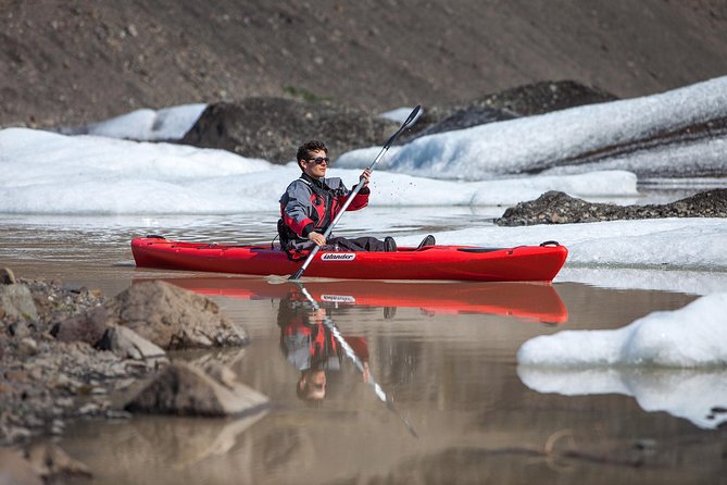 Kayaking on the Sólheimajökull Glacier Lagoon - Getting fitted for the dry suit