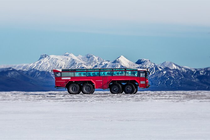 Red Glacier Monster Truck on Langjokull Glacier from Gulfoss - Hot chocolate, kleina, and glacier water