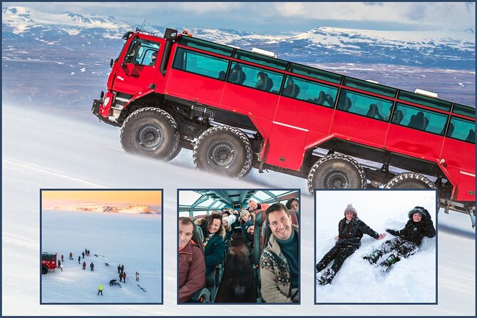 Red Glacier Monster Truck on Langjokull Glacier from Gulfoss - Meeting at Gullfoss requires a little planning