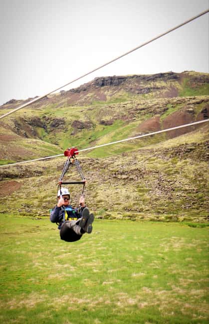 Reykjavik: Mega Zipline Adventure - Looking down from Kambar