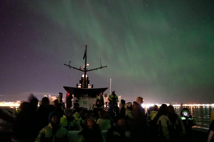 Reykjavik: Northern Lights Guided Boat Tour with Photos - Finding darker skies in 15 to 30 minutes