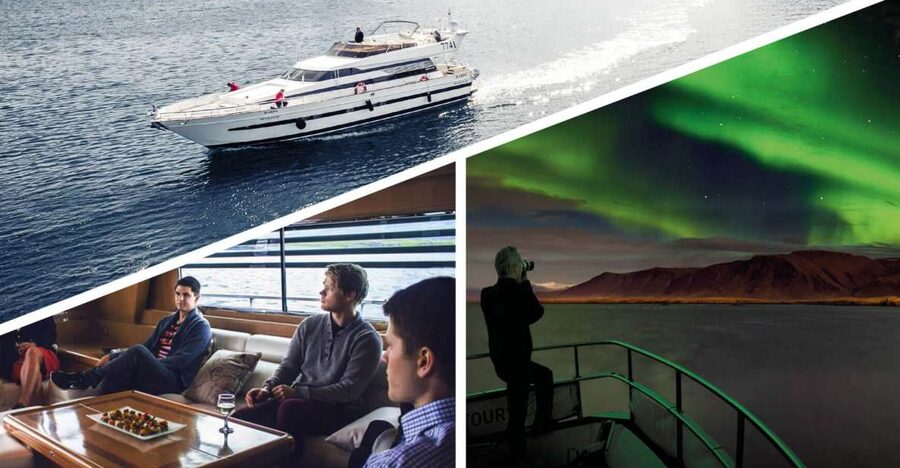 Reykjavik: Northern Lights Motor Yacht Cruise - Leaving Reykjavik Old Harbor after sunset