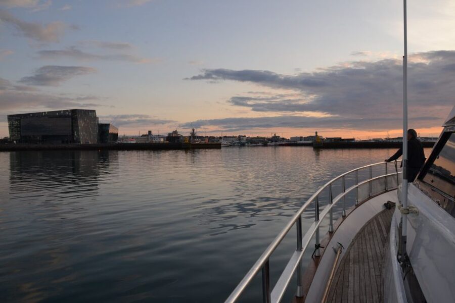 Reykjavik: Northern Lights Motor Yacht Cruise - Watching Reykjavik landmarks from Faxafloi Bay