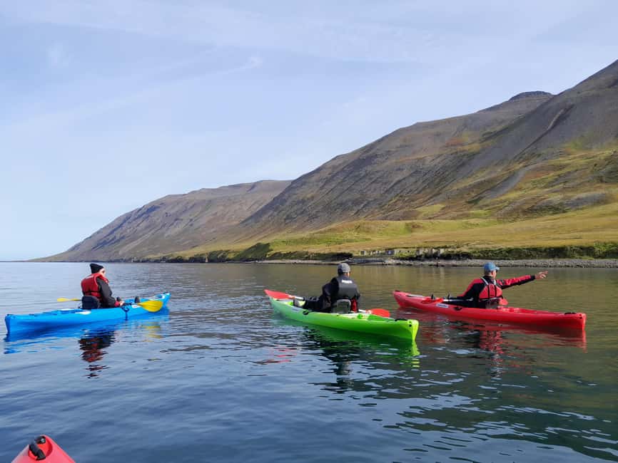 Siglufjörður / Siglufjordur: Guided kayak tour. - The 1919 avalanche site and the forces above town