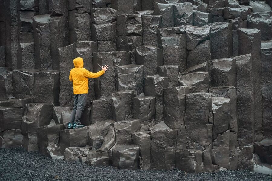 Basalt columns above the black sand at Reynisfjara