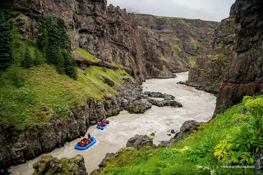 Varmahlíð: East Glacial River Whitewater Rafting - First run: one hour of big waves and canyon walls